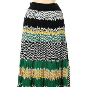 Celine Knit Midi Skirt Size M Green, Black, Yellow and White